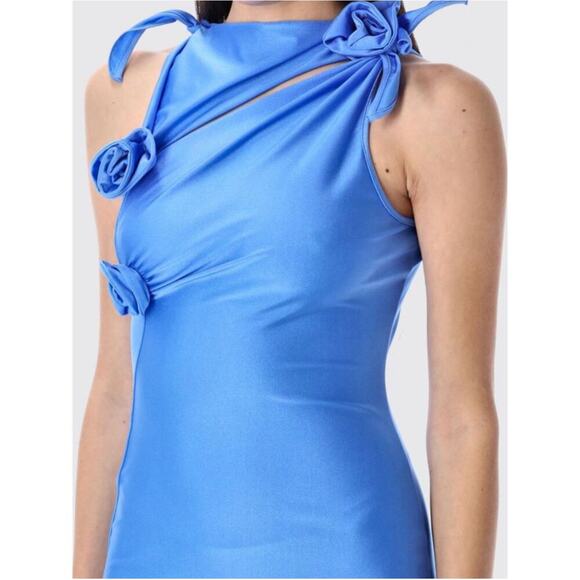 Coperni Asymmetric Flower Gown Satin Cut-Out Sleeveless Rosette Midi Maxi Dress - Picture 3 of 16